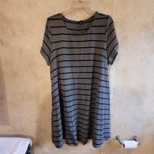 Torrid Grey with Black Stripes Shortsleeve Dress